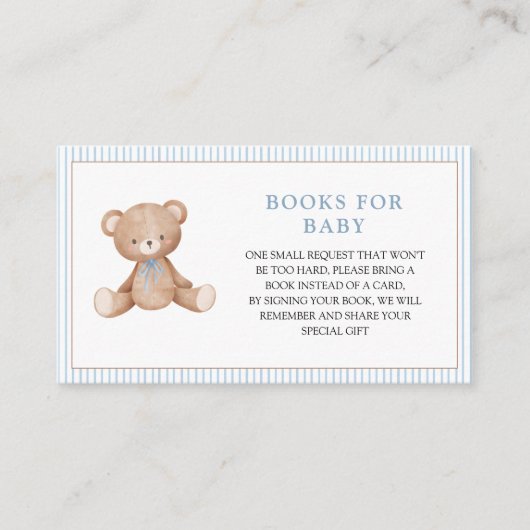 Carte D'accompagnement Boy Teddy Bear Blue Baby shower Demande de réserva (Devant)