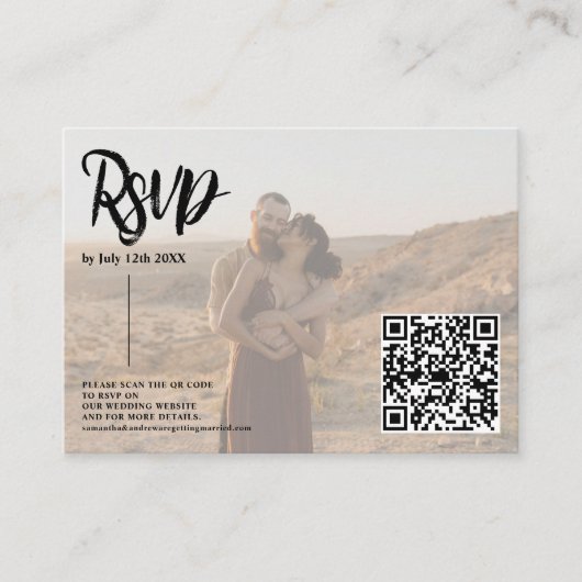Carte D'accompagnement Bracelet script mariage rsvp Qr code 2 photos (Devant)