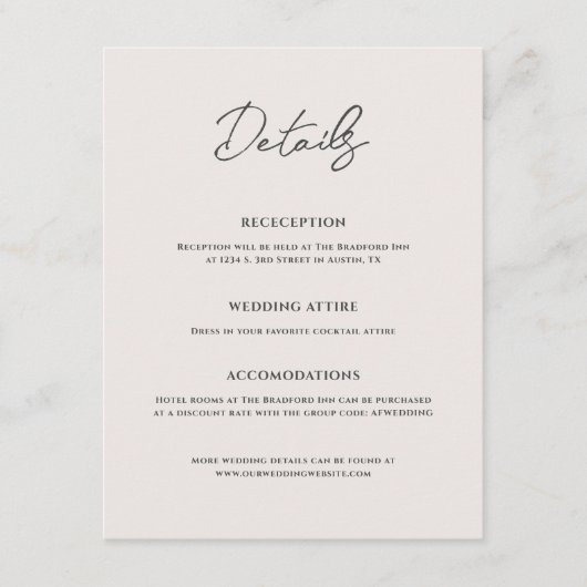 Carte D'accompagnement Bradford Mariage moderne (Devant)