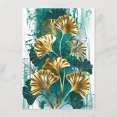 Carte D'accompagnement Branche avec Feuilles d'or Ginko Biloba (Devant)