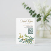 Carte D'accompagnement Branche de eucalyptus rustique or Code QR RSVP Mar (Debout devant)