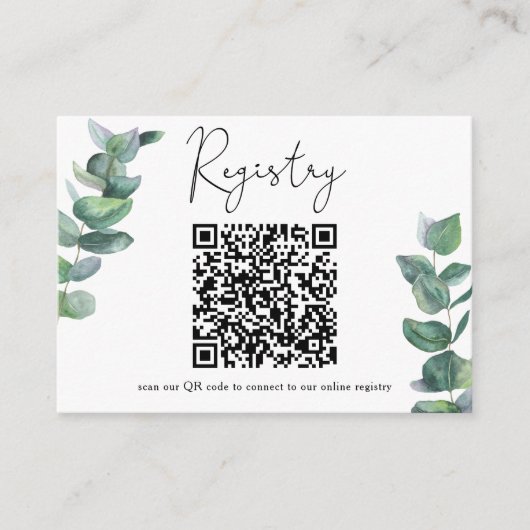 Carte D'accompagnement Branche d'eucalyptus - Code QR pour le registre (Devant)