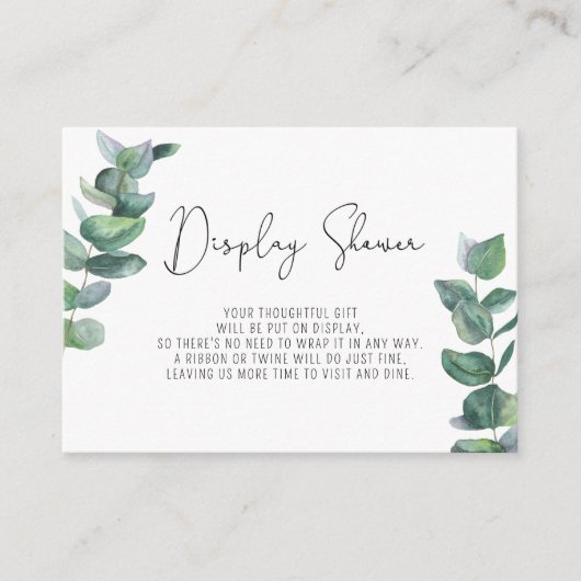 Carte D'accompagnement Branche d'eucalyptus - Démonstration de douche (Devant)