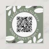 Carte D'accompagnement Branche d'olive, code QR RSVP mariage méditerranée (Devant)
