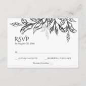 Carte D'accompagnement Branche et Feuilles noirs et blancs avec Monogram  (Devant)