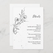 Carte D'accompagnement Branche fleurie stylisée et gouttes d'encre (Devant / Derrière)