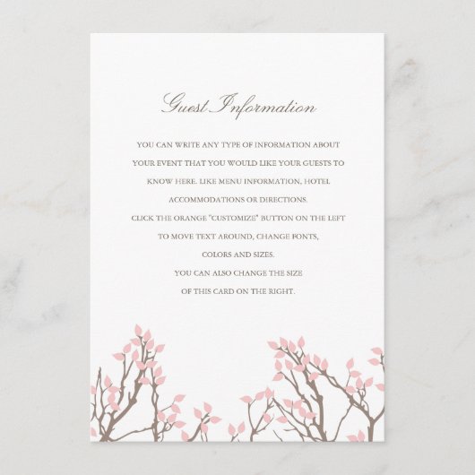 Carte D'accompagnement Branches bienheureuses Mariage Insertion (Devant)