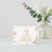 Carte D'accompagnement Brewing Pink Winter Tea Party Baby Shower Details (Debout devant)