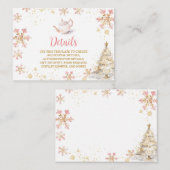 Carte D'accompagnement Brewing Pink Winter Tea Party Baby Shower Details (Devant / Derrière)