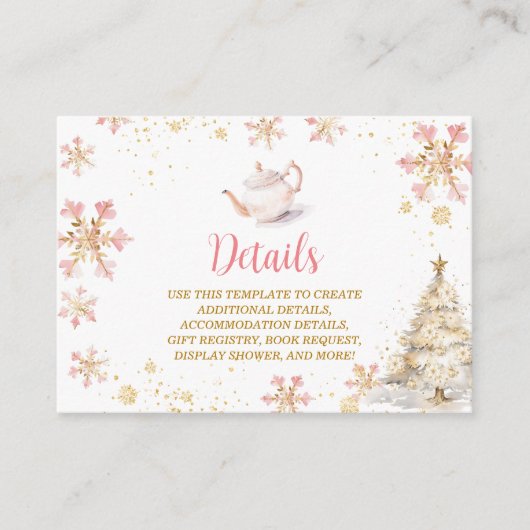 Carte D'accompagnement Brewing Pink Winter Tea Party Baby Shower Details (Devant)
