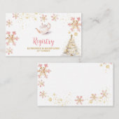 Carte D'accompagnement Brewing Pink Winter Tea Party Baby Shower Registry (Devant / Derrière)