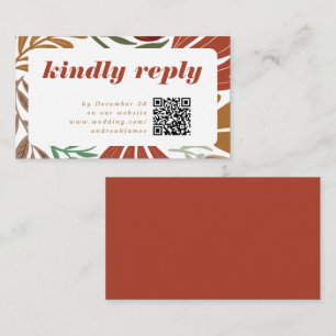 Carte D'accompagnement Bright Bold Retro Terracotta Floral Wedding RSVP