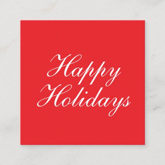 Carte D'accompagnement Bright Red Plain Elegant Happy Holidays Card (Devant)