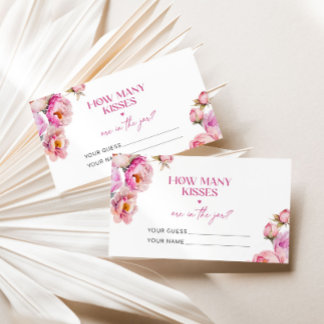 Carte D'accompagnement Bright rose devinez combien de baisers jeu nuptial