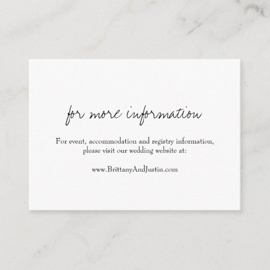 Carte D'accompagnement Brittany Modern White Calligraphy Mariage Website (Devant)