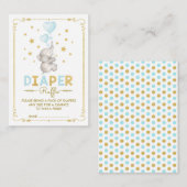 Carte D'accompagnement Brochure éléphant garçon Raffle Blue Gold Baby Ins (Devant / Derrière)