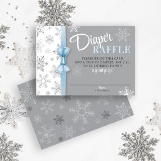 Carte D'accompagnement Brochure Raffle bébé Garçon bleu gris Flocon de ne