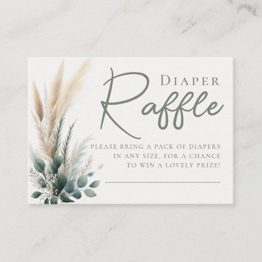 Carte D'accompagnement Brochure Raffle Boho Pampas Arc vert Neutral (Devant)