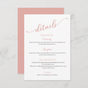 Carte D'accompagnement Brouiller les détails simples et simples mariage