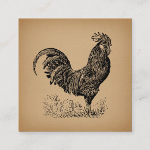 Carte D'accompagnement Brown Antique Rooster Illustration Chicken Art