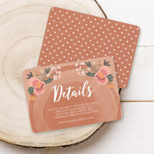 Carte D'accompagnement Brown Bois Rustique Floral Détails du Mariage