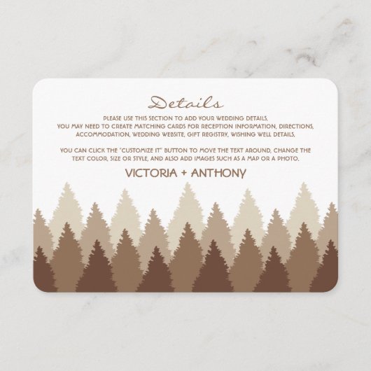 Carte D'accompagnement Brown Forest Range Woodland Mariage Détails (Devant)