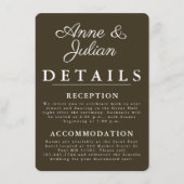 Carte D'accompagnement Brown Modern Wedding Details Card Insert QR Code (Devant)