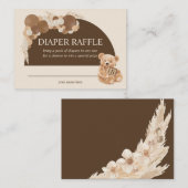 Carte D'accompagnement Brown Pampas Grass Teddy Bear Diaper Raffin (Devant / Derrière)