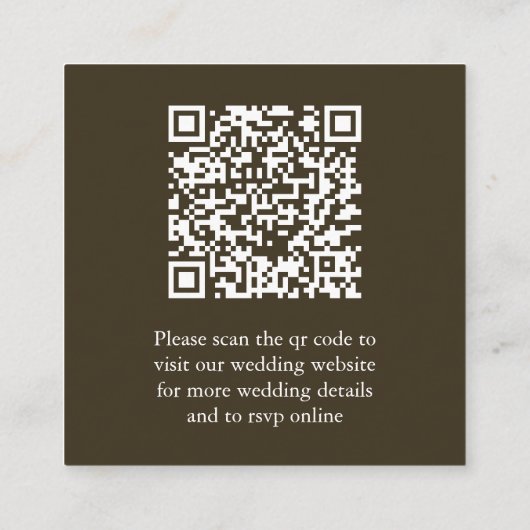 Carte D'accompagnement Brown Scannable QR Code Wedding Enclosure Card (Dos)