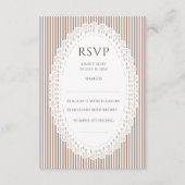 Carte D'accompagnement Brown Stripe Lace Doily Wedding RSVP Enclosure (Devant)