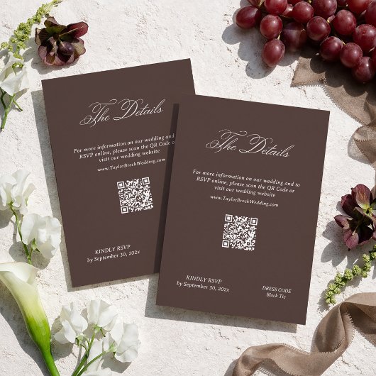 Carte D'accompagnement Brown Wedding Details Qr Code