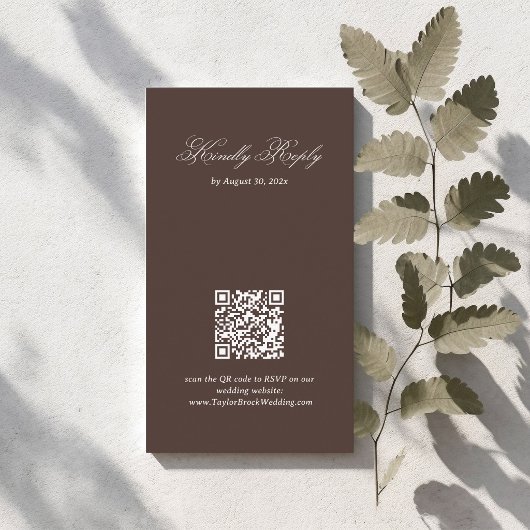 Carte D'accompagnement Brown Wedding RSVP Qr Code Enclosure Card