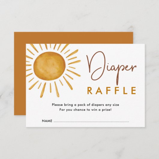 Carte D'accompagnement Brûlé Orange Boho Sunshine Diaper Raffle (Devant / Derrière)