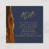 Carte D'accompagnement Brûlé Orange Gold Agate Marine Mariage QR Code RSV (Devant)