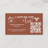 Carte D'accompagnement Brûlé Orange Rustique Capture Le Mariage Amour QR (Devant)