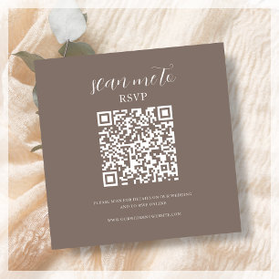 Carte D'accompagnement Brun Code QR RSVP de mariage