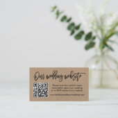 Carte D'accompagnement Brush Script Kraft Site Mariage QR Photo (Debout devant)