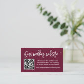 Carte D'accompagnement Brush Script Site Mariage QR Photo Bourgogne (Debout devant)