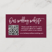 Carte D'accompagnement Brush Script Site Mariage QR Photo Bourgogne (Devant)
