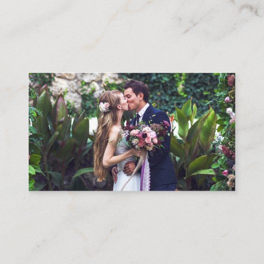 Carte D'accompagnement Brush Script Site Mariage QR Photo Purple (Dos)