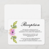 Carte D'accompagnement Brushed Blooms | Réception de mariage à l'aquarell (Devant / Derrière)