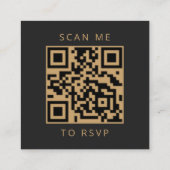 Carte D'accompagnement Budget Agate noire or mariage QR Code RSVP (Dos)