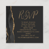 Carte D'accompagnement Budget Agate noire or mariage QR Code RSVP (Devant)