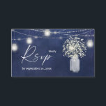 Carte D'accompagnement Budget Bébé's Breath, Blu Chalkboard 2SM Repas RSV<br><div class="desc">Économisez de l'argent sur les invitations de mariages ou de fêtes avec une petite carte RSVP lors de l'achat en paquets. Baby's Breath Floral, Blue Chalkboard, et Mason Jar String Lights avec la carte RSVP repas. Version de petite taille. Vous voulez une carte RSVP plus grande? Voir notre collection pour...</div>