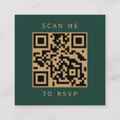Carte D'accompagnement Budget Black Gold Agate Vert Mariage QR Code RSVP (Dos)