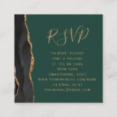 Carte D'accompagnement Budget Black Gold Agate Vert Mariage QR Code RSVP (Devant)