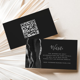 Carte D'accompagnement Budget Black Silver Agate Dark Mariage QR Code