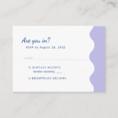 Carte D'accompagnement BUDGET Blue Lavender Wave Monogramme Mariage RSVP (Devant)