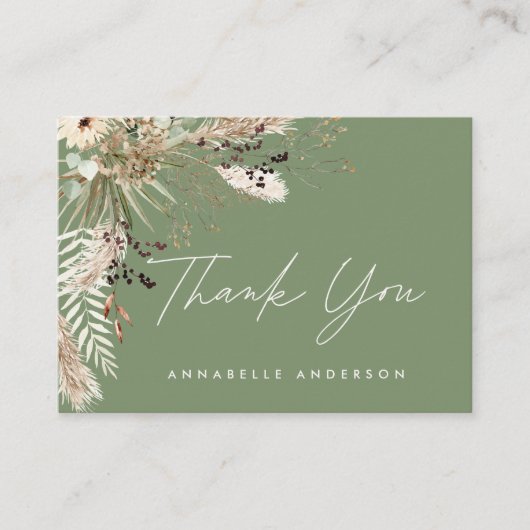 Carte D'accompagnement Budget botanique sauge vert graduation merci (Devant)