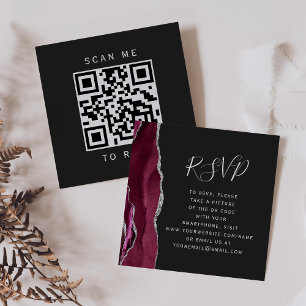 Carte D'accompagnement Budget Bourgogne Agate Argenté Foncé Code QR RSVP
